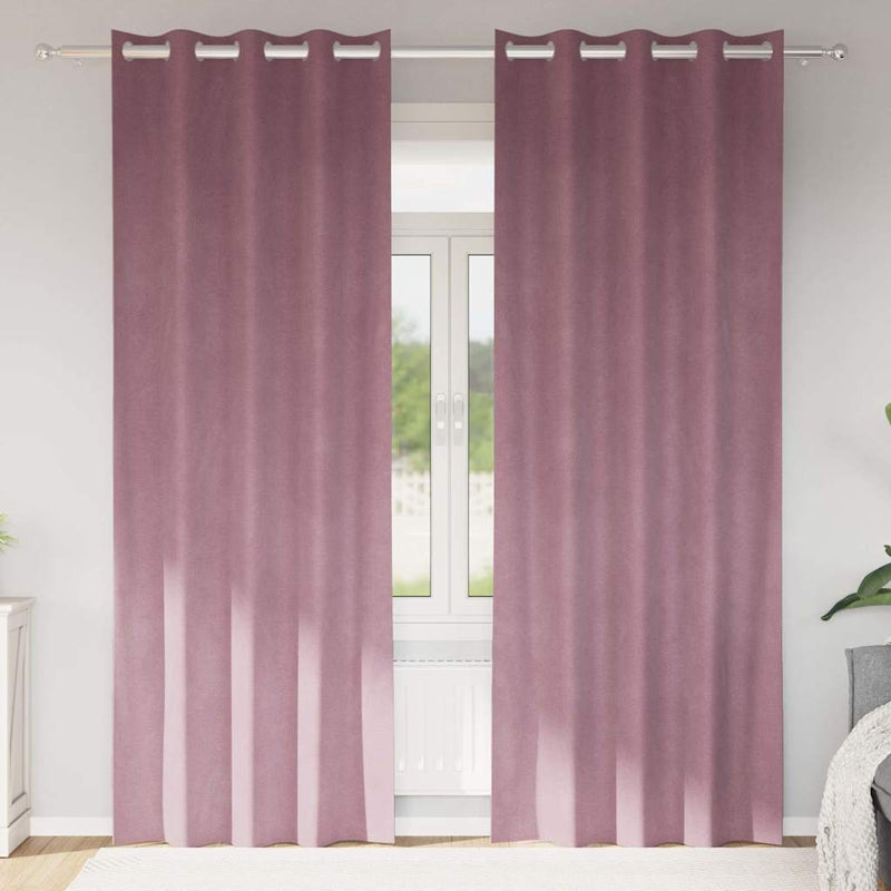 Gordijnen Met Gordijnen 2 Pcs Fluweel Donkerroze