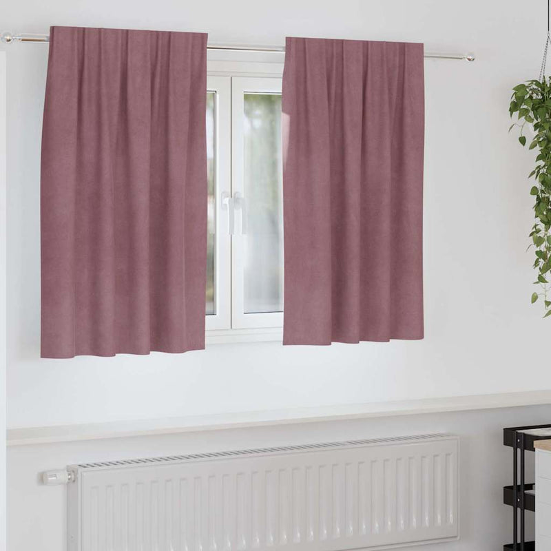 Gordijnen Met Gordijnen 2 Pcs Fluweel Donkerroze