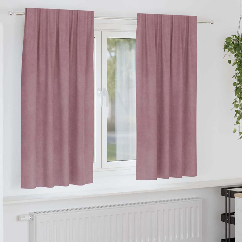 Gordijnen Met Gordijnen 2 Pcs Fluweel Donkerroze