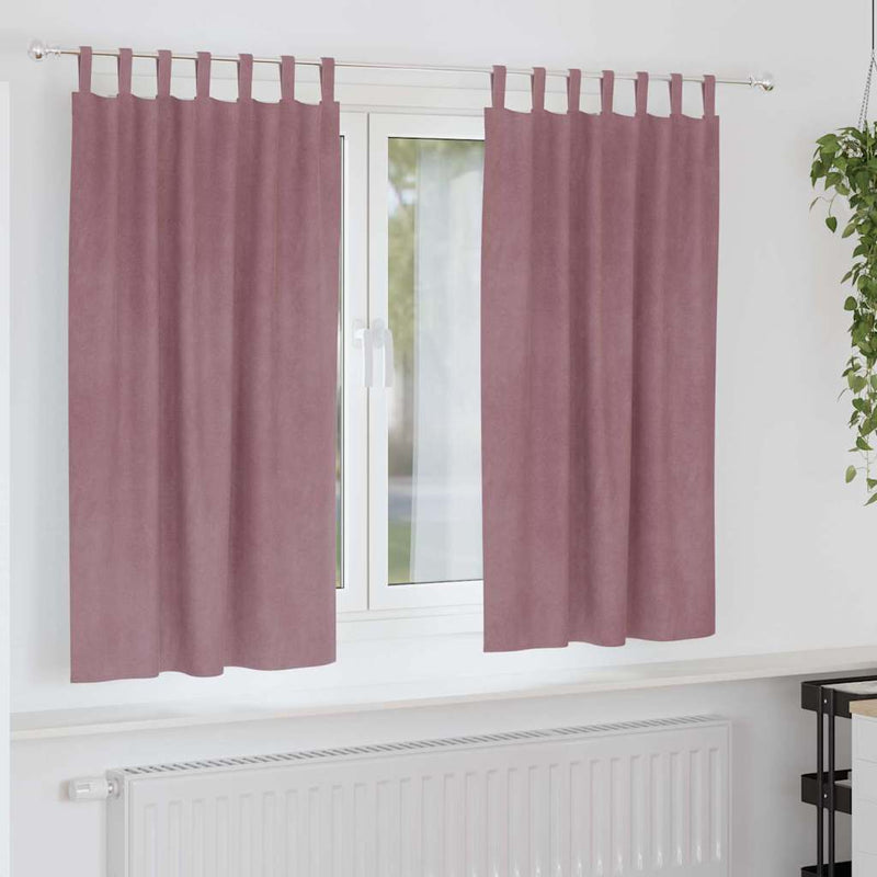Gordijnen Met Gordijnen 2 Pcs Fluweel Donkerroze