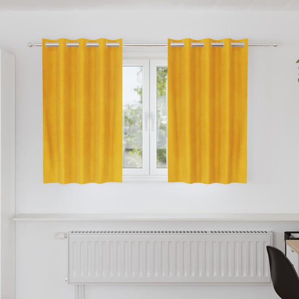 Gordijnen Met Gordijnen 2 Pcs Fluweel Mosterdgeel