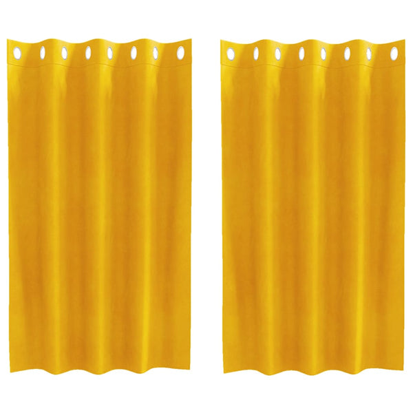 Gordijnen Met Gordijnen 2 Pcs Fluweel Mosterdgeel