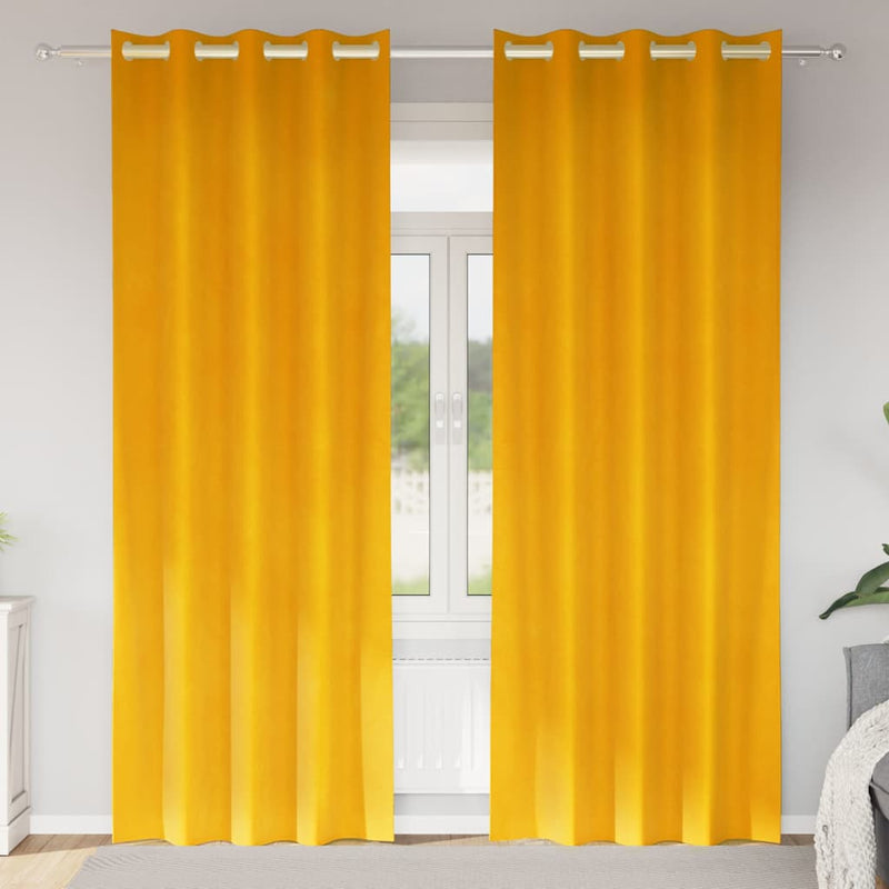 Gordijnen Met Gordijnen 2 Pcs Fluweel Mosterdgeel