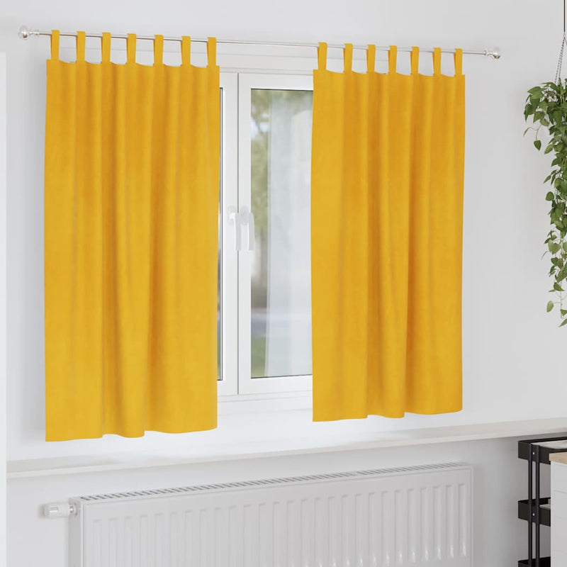 Gordijnen Met Gordijnen 2 Pcs Fluweel Mosterdgeel