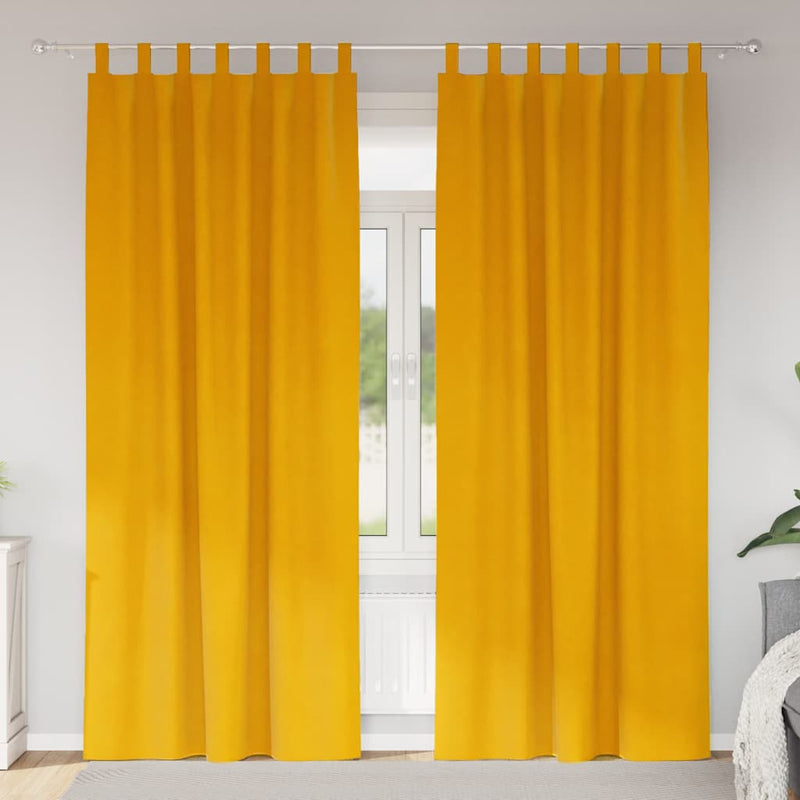 Gordijnen Met Gordijnen 2 Pcs Fluweel Mosterdgeel