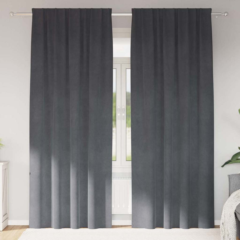 Gordijnen Met Gordijnen 2 Pcs Fluweel Lichtgrijs