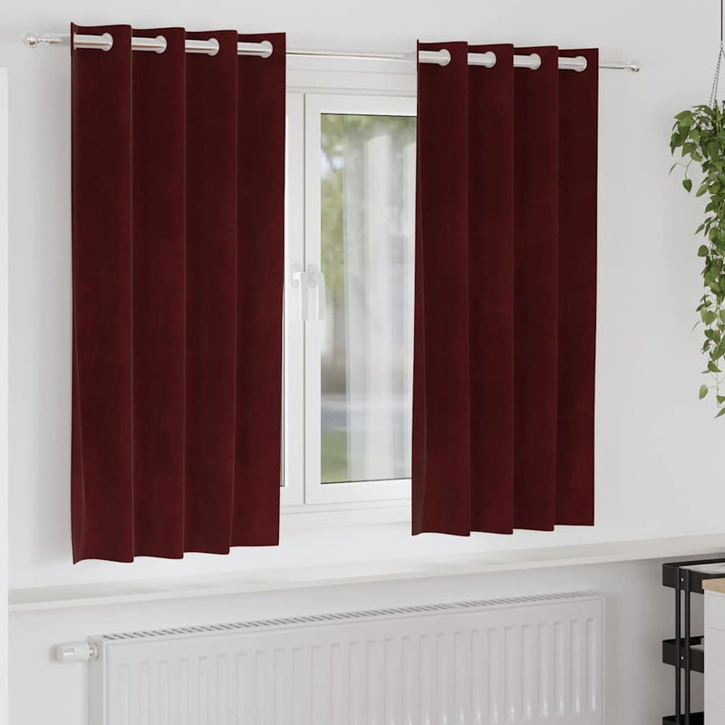 Gordijnen Met Gordijnen 2 Pcs Fluweel Wijnrood