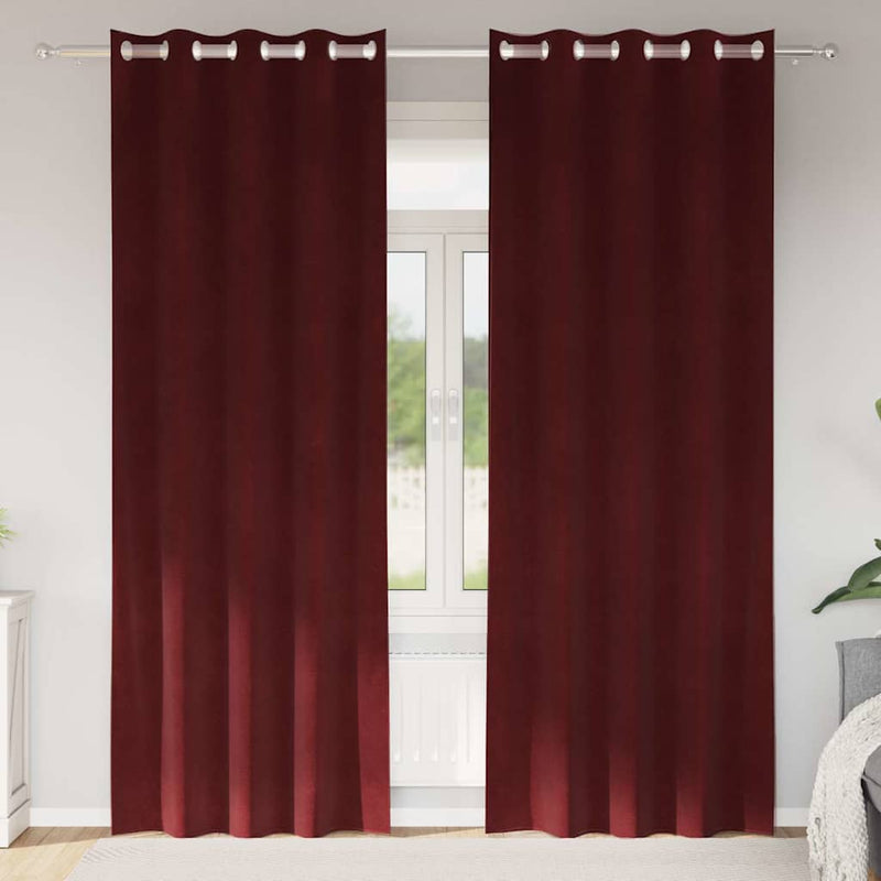 Gordijnen Met Gordijnen 2 Pcs Fluweel Wijnrood