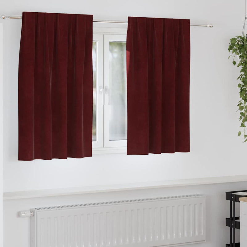 Gordijnen Met Gordijnen 2 Pcs Fluweel Wijnrood