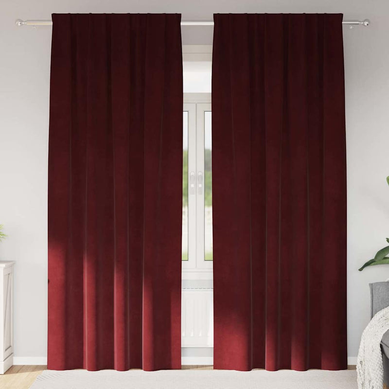 Gordijnen Met Gordijnen 2 Pcs Fluweel Wijnrood