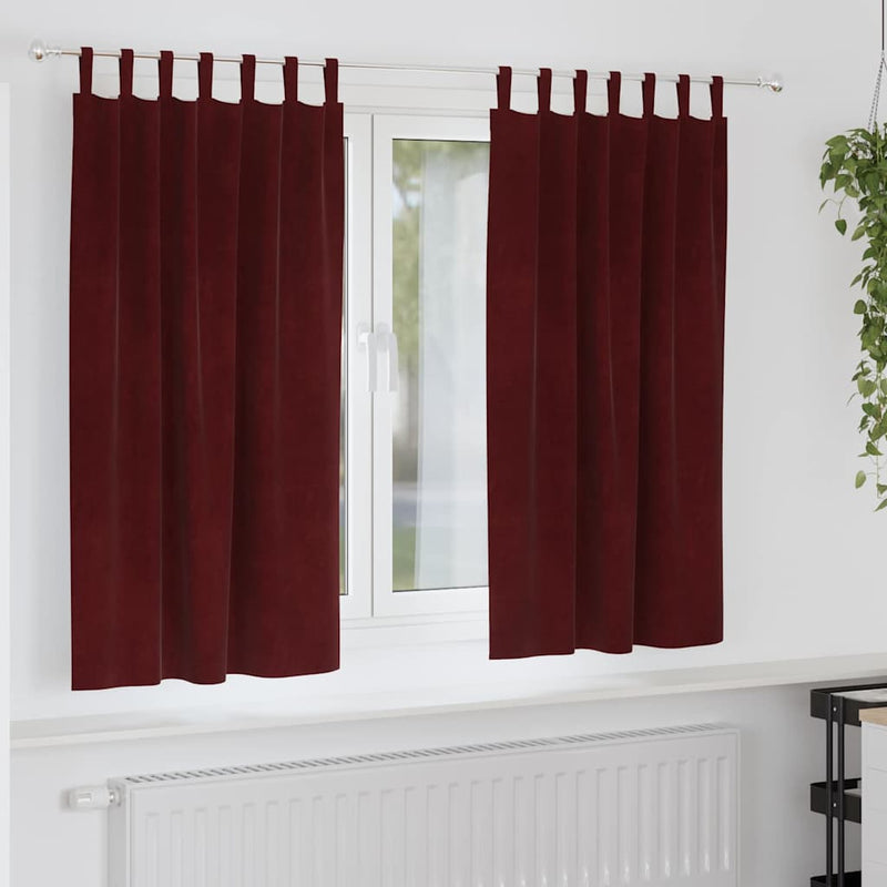 Gordijnen Met Gordijnen 2 Pcs Fluweel Wijnrood