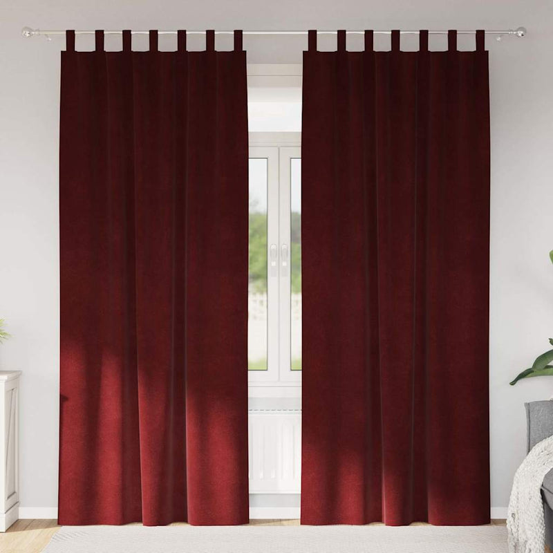 Gordijnen Met Gordijnen 2 Pcs Fluweel Wijnrood