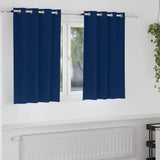 Zwart-Out Gordijnen Met Ringen 2 Pcs Donkerblauw 140 X 140 Cm Metaalgrijs