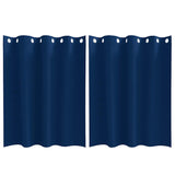 Zwart-Out Gordijnen Met Ringen 2 Pcs Donkerblauw 140 X 140 Cm Metaalgrijs