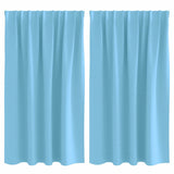 Zwart-Out Gordijnen Met Ringen 2 Pcs Lichtblauw 140 X 140 Cm Zwart