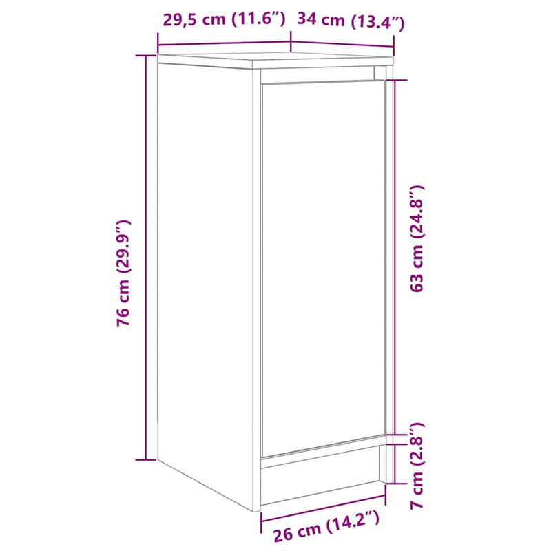 Schoenenkast 29,5X34X76 Cm Bewerkt Hout