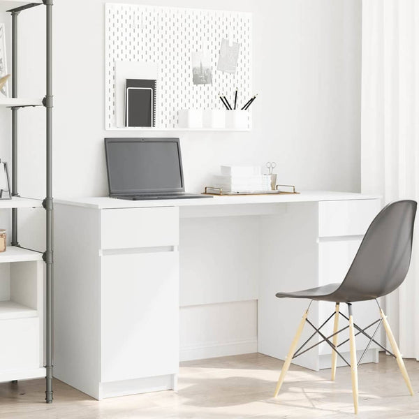 Bureau Met Lade Met Plank 140 X 49 X 76 Cm Bewerkt Hout