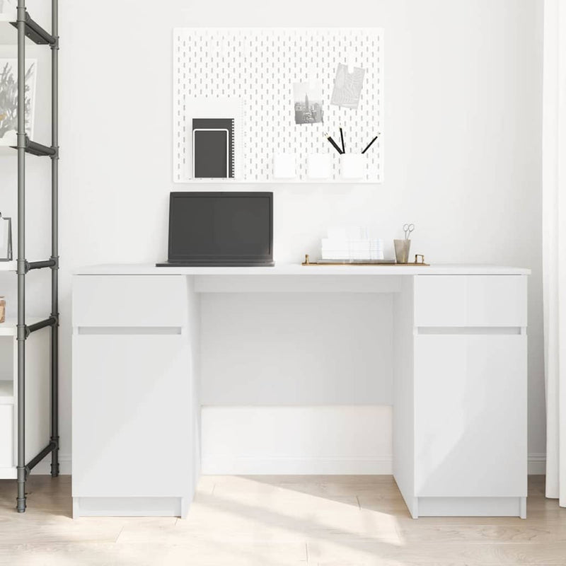Bureau Met Lade Met Plank 140 X 49 X 76 Cm Bewerkt Hout