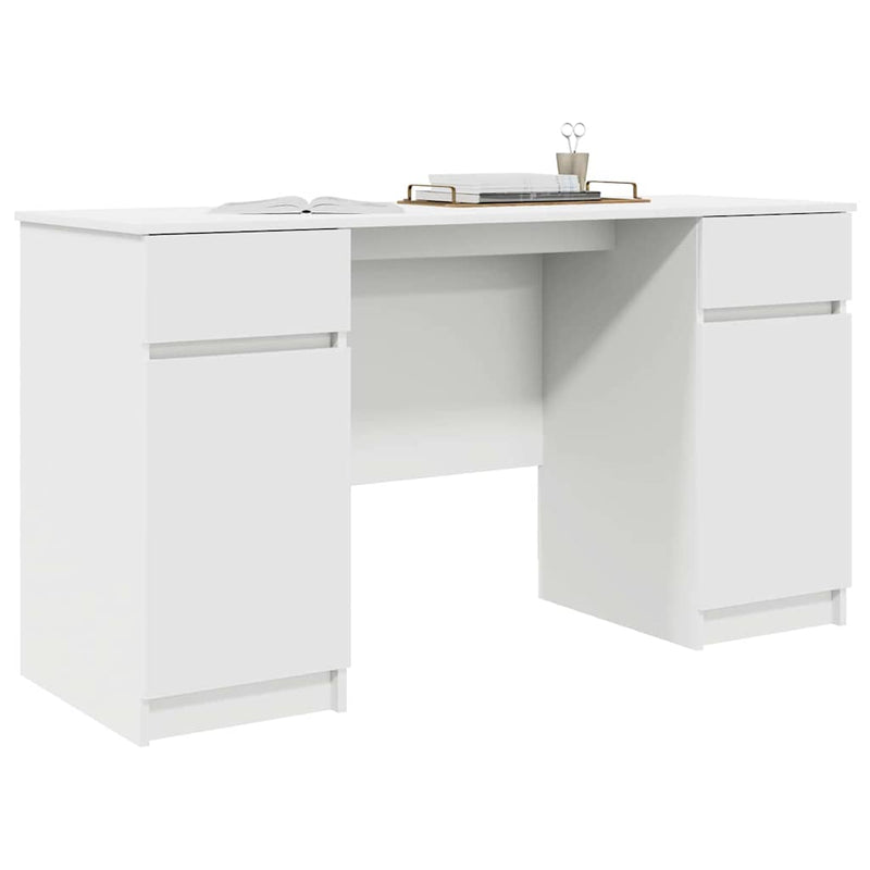 Bureau Met Lade Met Plank 140 X 49 X 76 Cm Bewerkt Hout