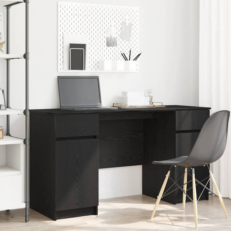 Bureau Met Lade Met Plank 140 X 49 X 76 Cm Bewerkt Hout