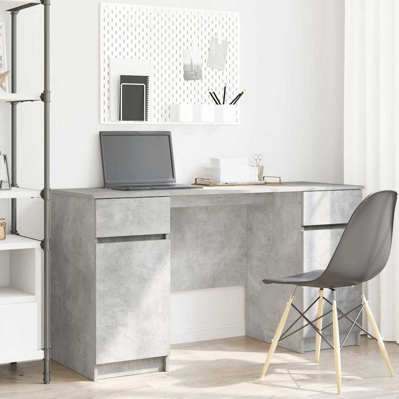 Bureau Met Lade Met Plank 140 X 49 X 76 Cm Bewerkt Hout