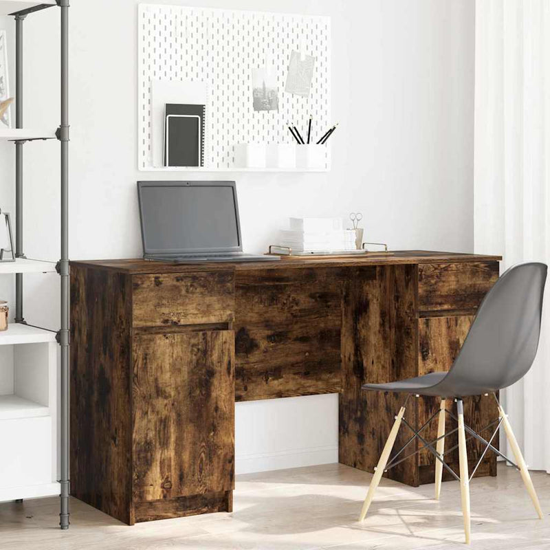 Bureau Met Lade Met Plank 140 X 49 X 76 Cm Bewerkt Hout