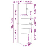Wasmachinekast 64X24X190 Cm Bewerkt Hout
