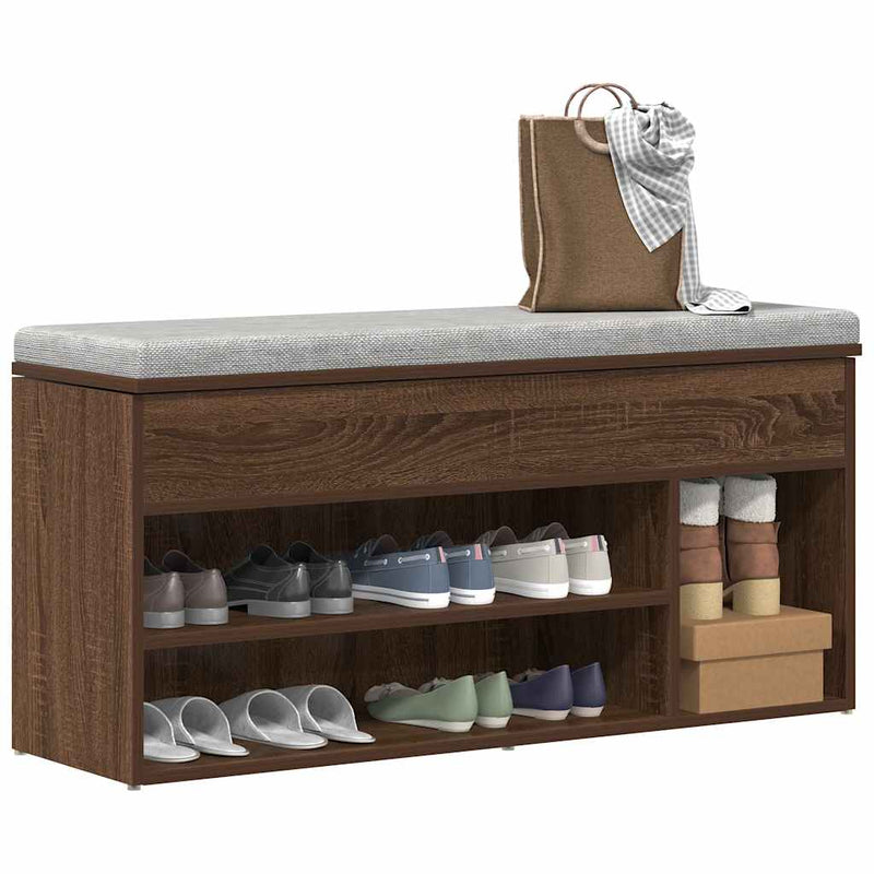 Schoenenbank 102X30,5X45 Cm Bewerkt Hout