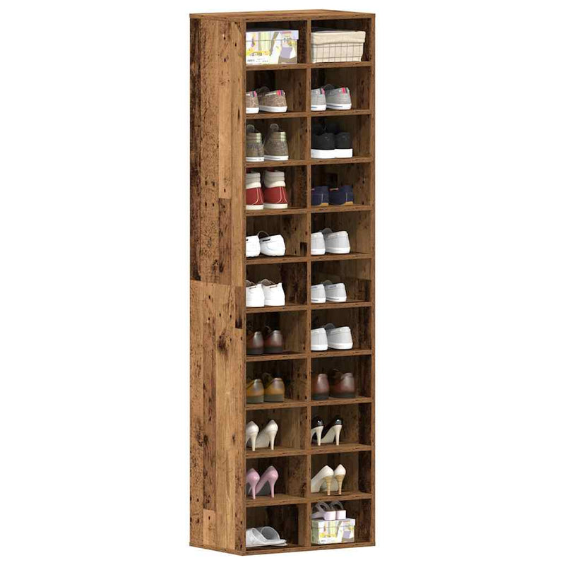 Schoenenkast 54X34X183 Cm Spaanplaat Ambachtelijk Eikenkleurig