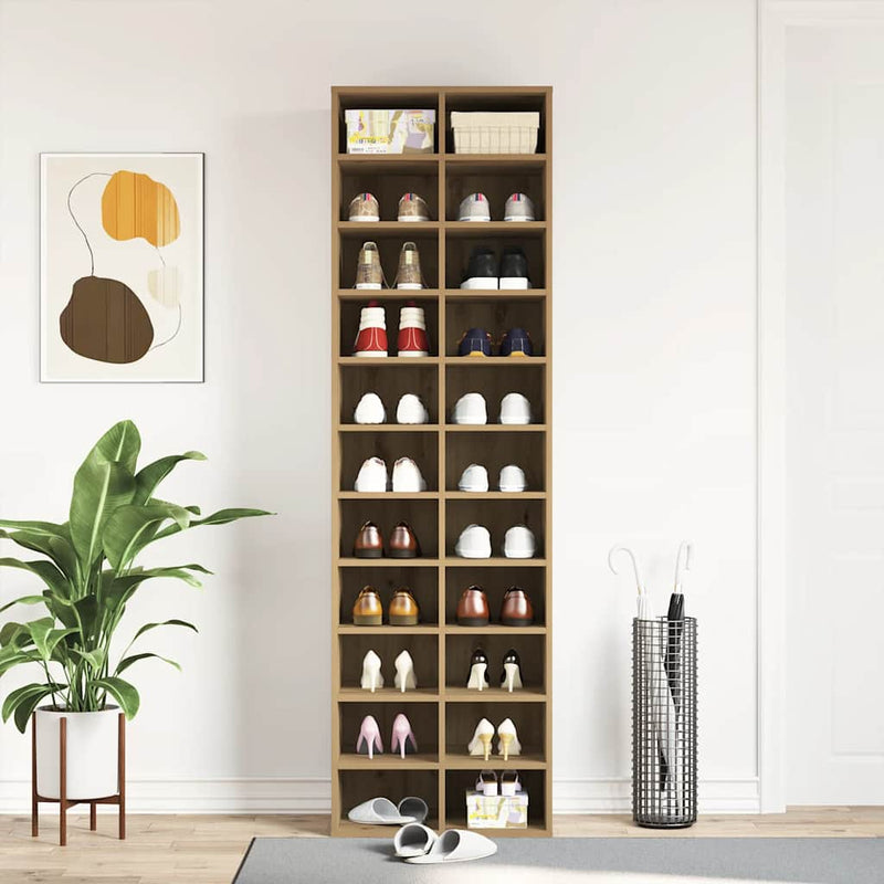 Schoenenkast 54X34X183 Cm Spaanplaat Ambachtelijk Eikenkleurig