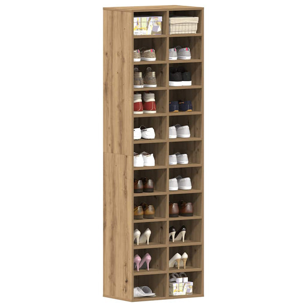 Schoenenkast 54X34X183 Cm Spaanplaat Ambachtelijk Eikenkleurig