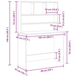 Bureau Met Schappen 102X45X148 Cm Bewerkt Hout Kleur