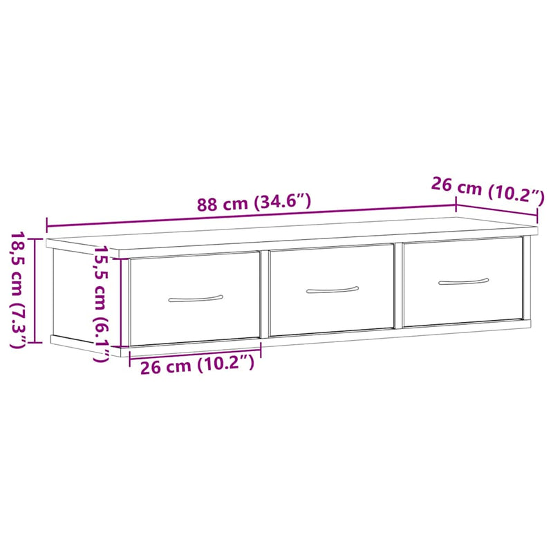 Wandkast 88X26X18,5 Cm Spaanplaat Kleurig