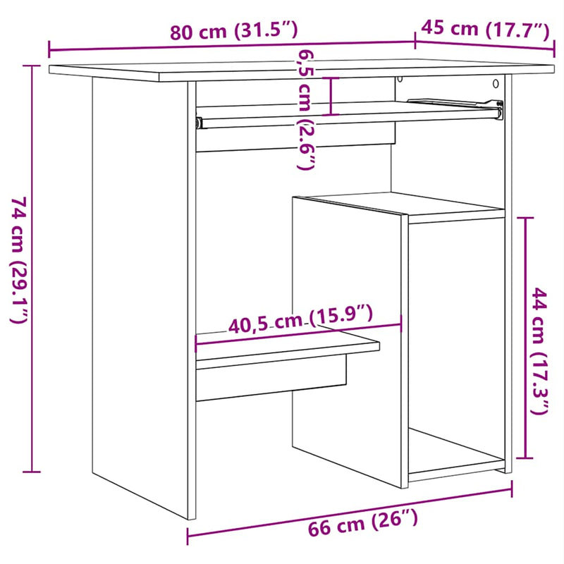 Bureau 80X45X74 Cm Spaanplaat Kleurig