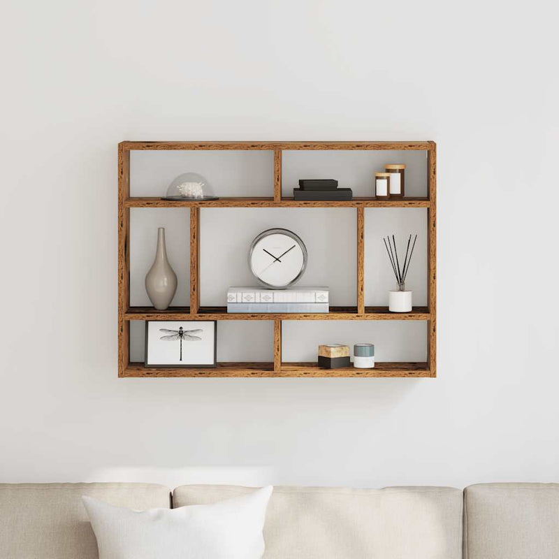 Wandschap 75X16X55 Cm Bewerkt Hout Artisanaal Eikenkleur