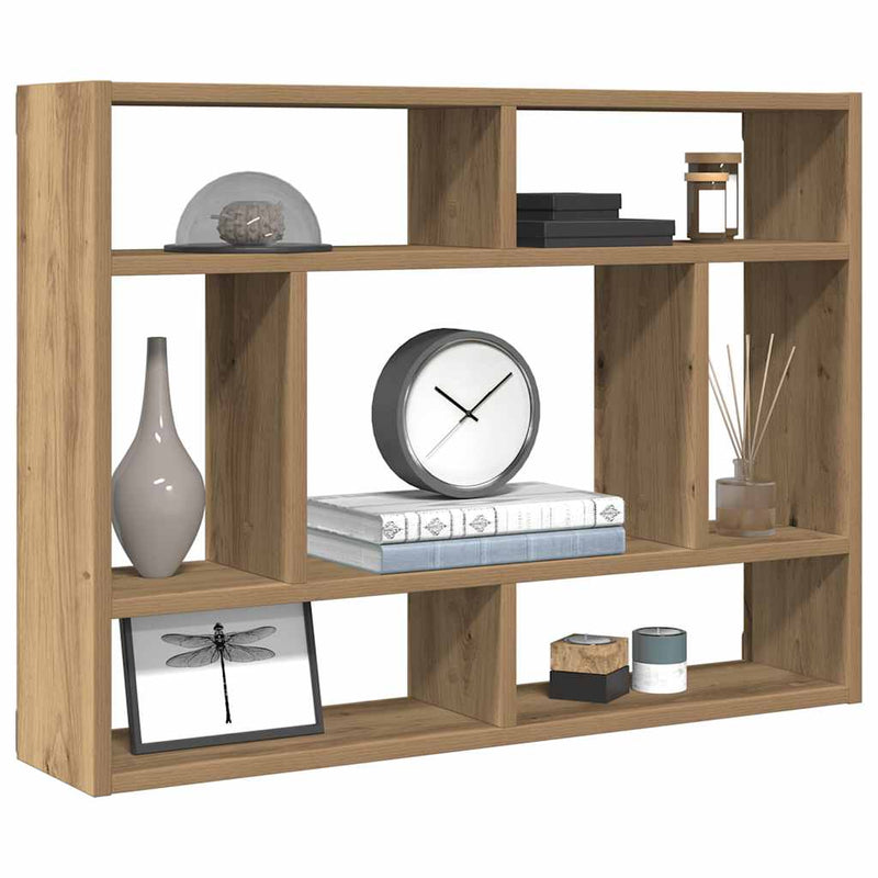 Wandschap 75X16X55 Cm Bewerkt Hout Artisanaal Eikenkleur