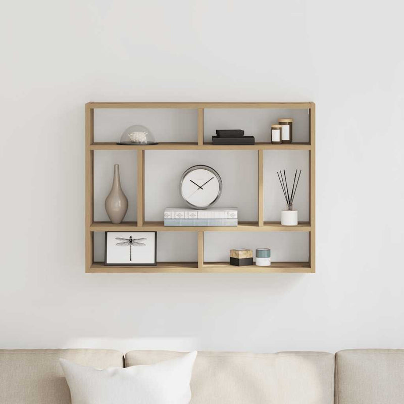 Wandschap 75X16X55 Cm Bewerkt Hout Artisanaal Eikenkleur