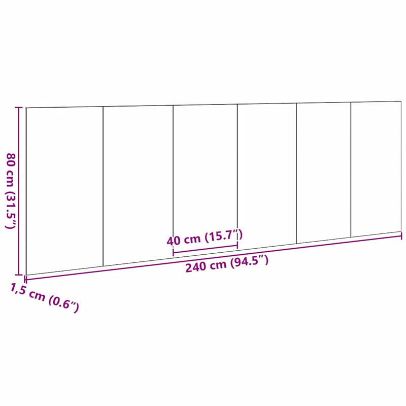 Hoofdbord 240 X 1,5 X 80 Cm Bewerkt Hout