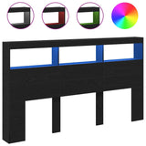 Hoofdbordkast Met Led Eikenkleurig Zwart