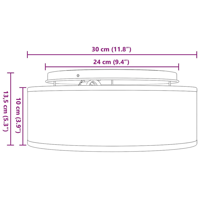 Plafonnière 30 X 13.5 Cm Stof