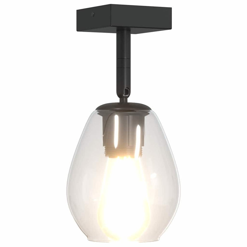 Plafondspot Zwart 13 X 13 X 26 Cm Glas En Metaal
