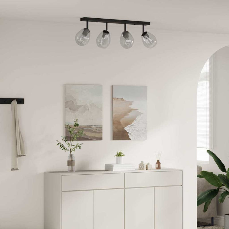 Plafondspot Zwart 13 X 13 X 26 Cm Glas En Metaal