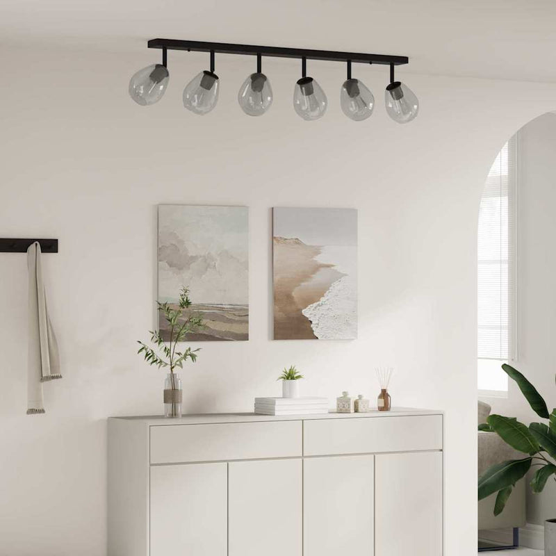 Plafondspot Zwart 13 X 13 X 26 Cm Glas En Metaal