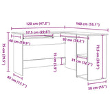 Hoekbureau 120 X 140 X 75 Cm Bewerkt Hout
