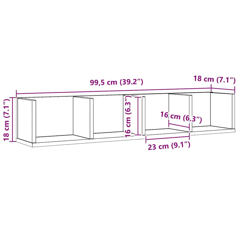 Wandplank Met Plank 100 X 18 X 18 Cm Bewerkt Hout