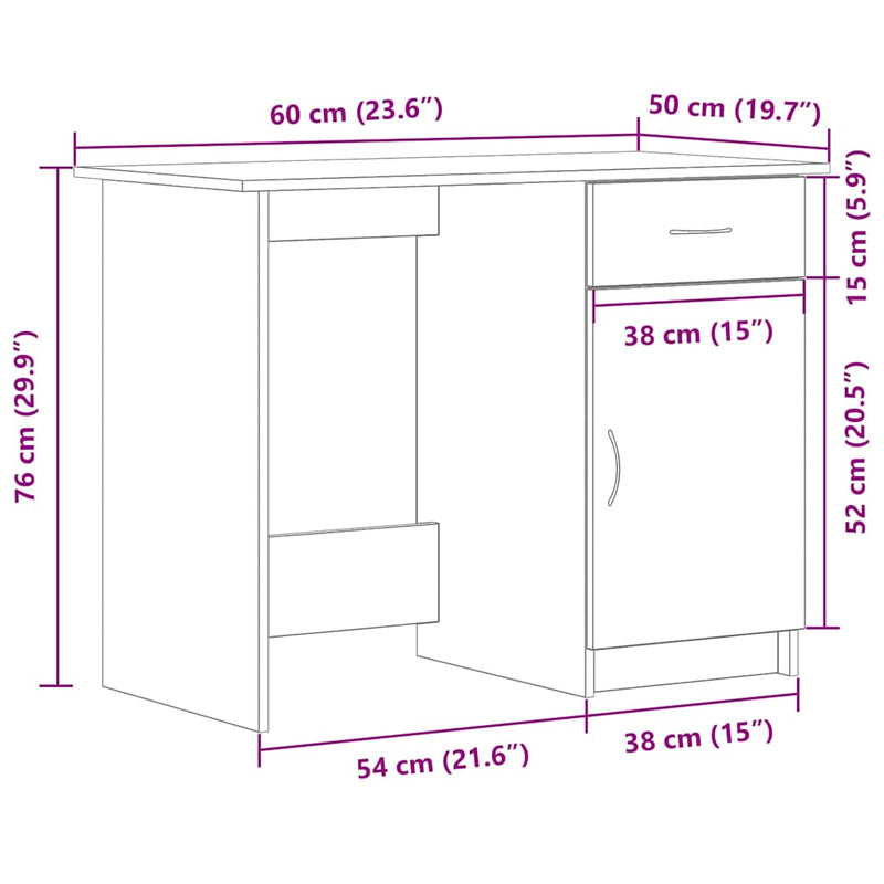Bureau 100 X 50 X 76 Cm Bewerkt Hout