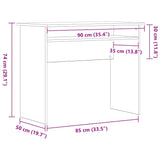 Bureau 90X50X74 Cm Bewerkt Hout Kleur