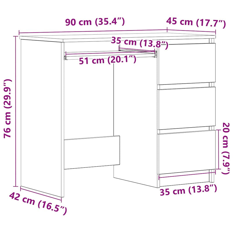 Bureau 90X45X76 Cm Spaanplaat Kleurig