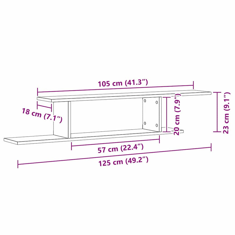 Wandgemonteerde Tv Plank Met Plank 125 X 18 X 23 Cm