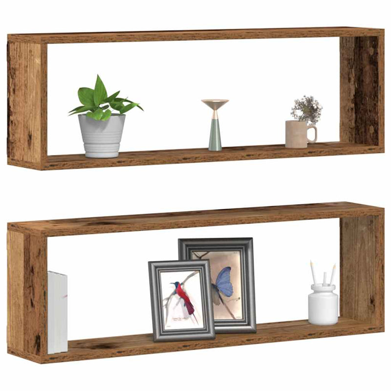 Wandschappen 2 St 80X15X26 Cm Bewerkt Hout Kleurig